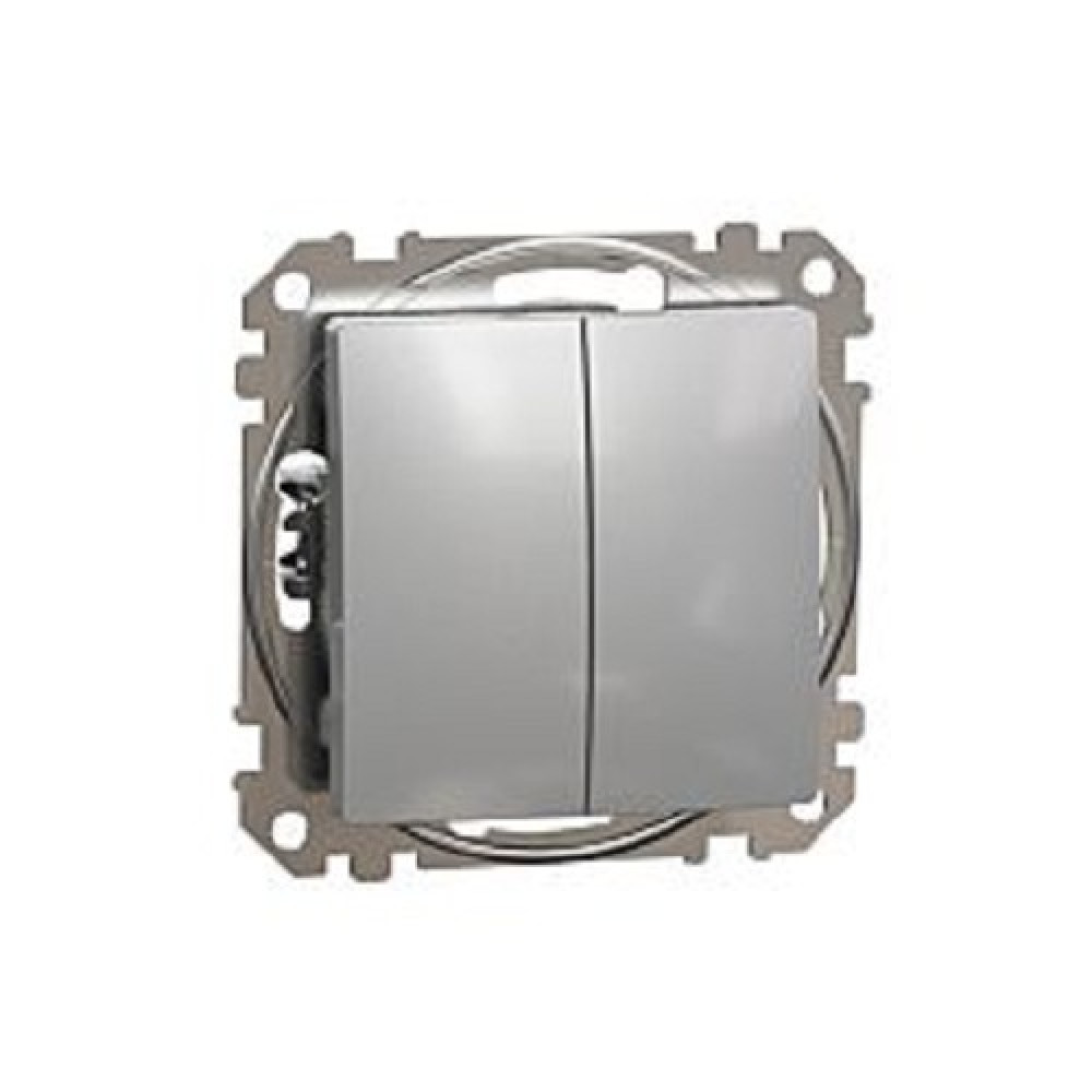 Вимикач двоклавішний прохідний Schneider Electric Sedna Design Алюміній SDD113108